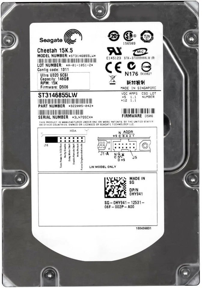 Hard Drive Dell 0HY941 HY941 146GB 15000RPM 16MB SCSI U320 ST3146855LW 3.5'' - Image 2 of 3