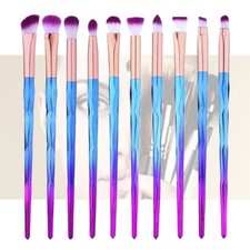 10 Ladies small Blue Diamond shape Unicorn Makeup Set Foundation Kabuki Brush