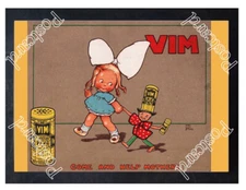 Historic Vim cleaning powder, ca 1900. Advertising Postcard