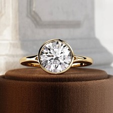 2 Carat Round Cut Solitaire VVS1 Diamond Engagement Ring 14k Yellow Gold Finish