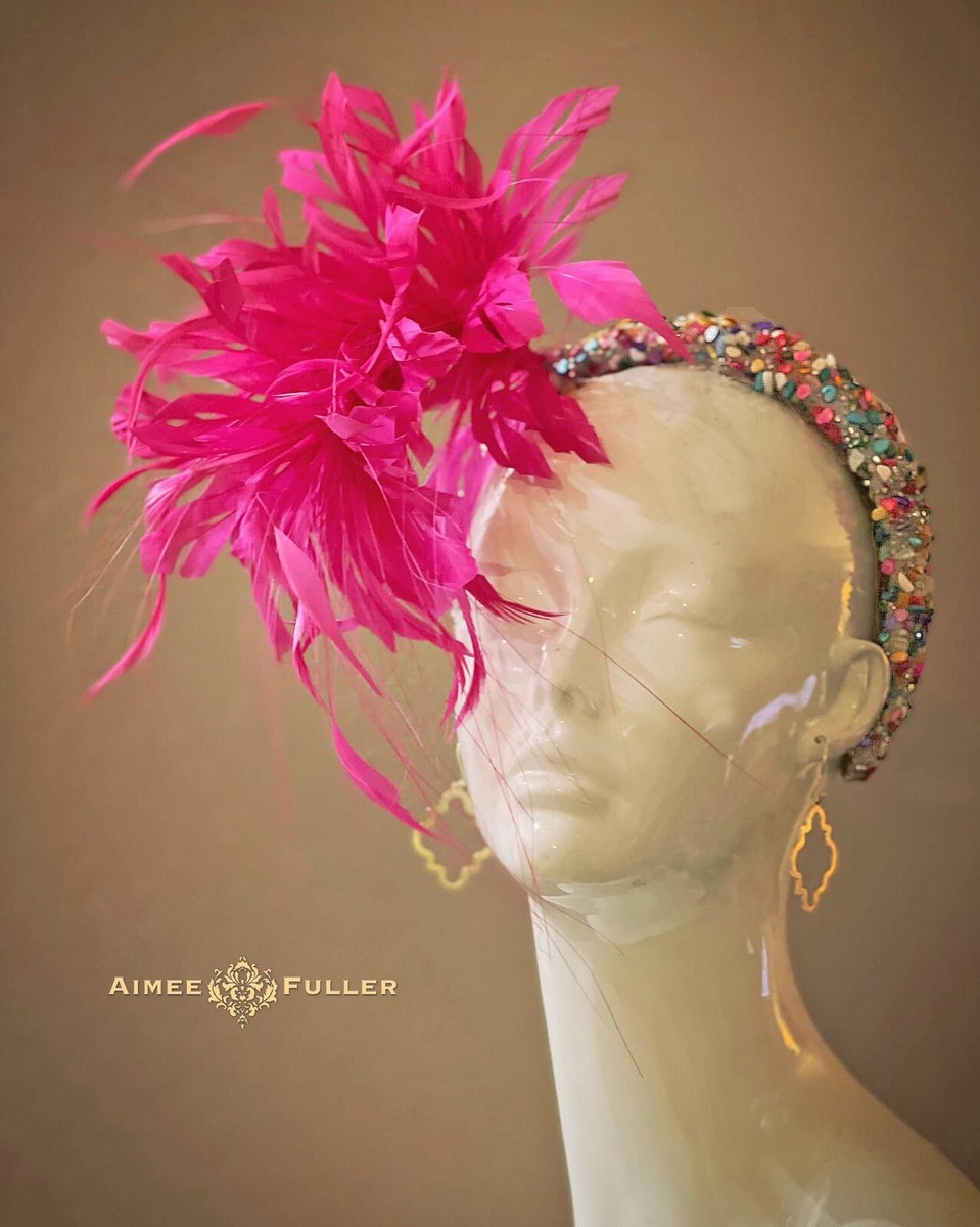 Aimee Fuller Kentucky Derby Hat Hot Pink Fuchsia Crystal  display picture 1