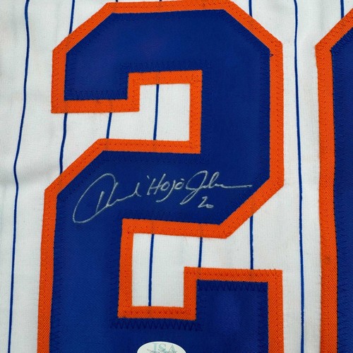 Framed Autographed/Signed Howard Johnson 35x39 New York Pinstripe Jersey JSA COA - Picture 2 of 2