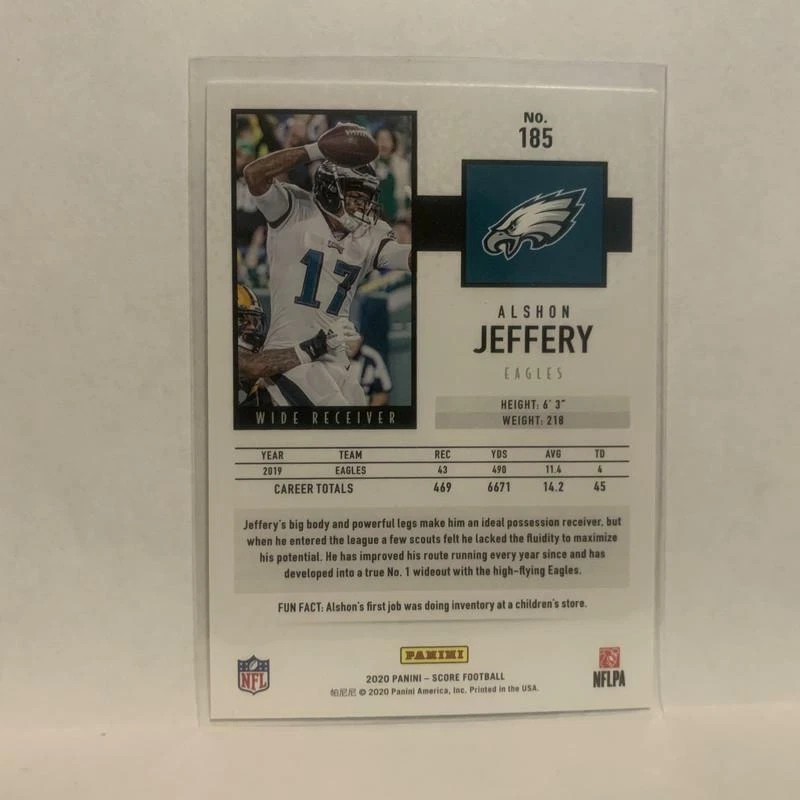 #185 Alshon Jeffery Atlanta falcons 2020 Score Football Card LZ - Image 2 of 2