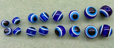 Lucky Cobalt BLUE White + Black EVIL EYE Round BEADS ~RESIN ~ 8mm 10mm 12mm 14mm