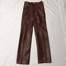 Vintage Joan Lober for Sante Fe Soft Brown Leather Pants Pleated 1970s WAIST 26