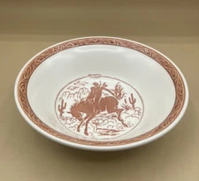 Vintage Nikko Roundup 7” Soup Salad Desert Bowl Japan Western Horses Cowboy