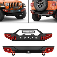 Textured Front /Rear Bumper For 2018-24 Jeep Wrangler JL JLU Unlimited 2/4 Doors