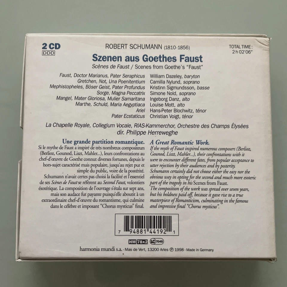 Schumann: Scenes from Faust / Herreweghe / Harmonia Mundi 2 CD Free Postage - Image 2 of 4