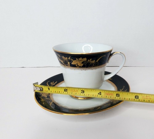 Noritake Legacy Mandalay 3393 Tea Cup and Saucer Set Gold on Cobalt Blue Mint - Picture 8 of 9