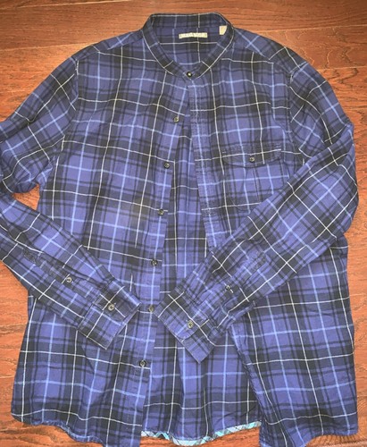 Michael Bastian Men Shirt Size L EUC Blue Plaid 100% Cotton Button Down Shirt - Picture 4 of 4