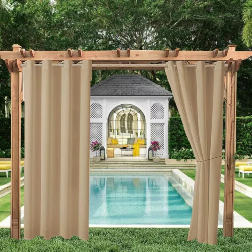 1/2 Stück Wasserdicht Outdoor Terrasse Vorhänge 52" Breit Sichtschutz Verdunkelung Pergola Schatten - Bild 89 von 124