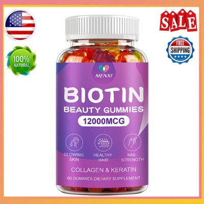 Biotin Gummies Hair Skin & Nails Growth - Tasty Berry Flavored Chewable Vitamins