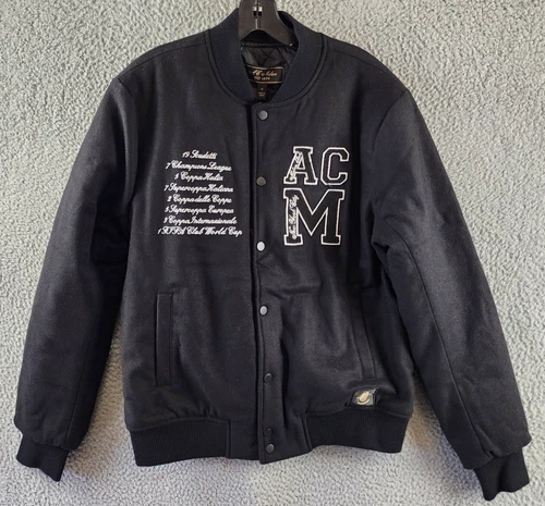 AC Milan Coach Jacket Men's M Black Full Front Button Closure With Side Pockets - product listing photo