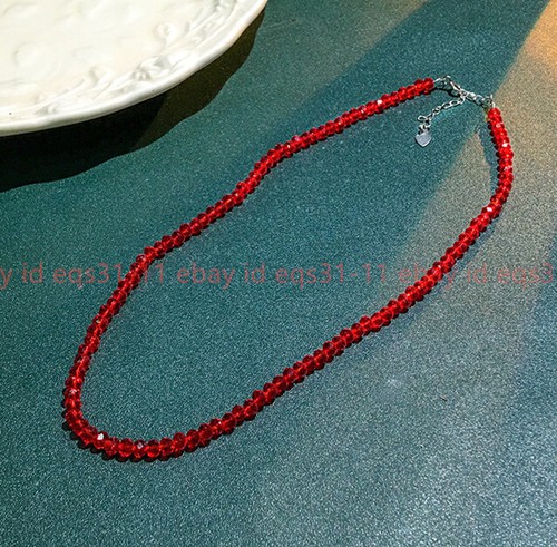 3mm Faceted Red Spinel Round Gemstone Beads Necklace Jewelry 16" - Picture 6 of 12