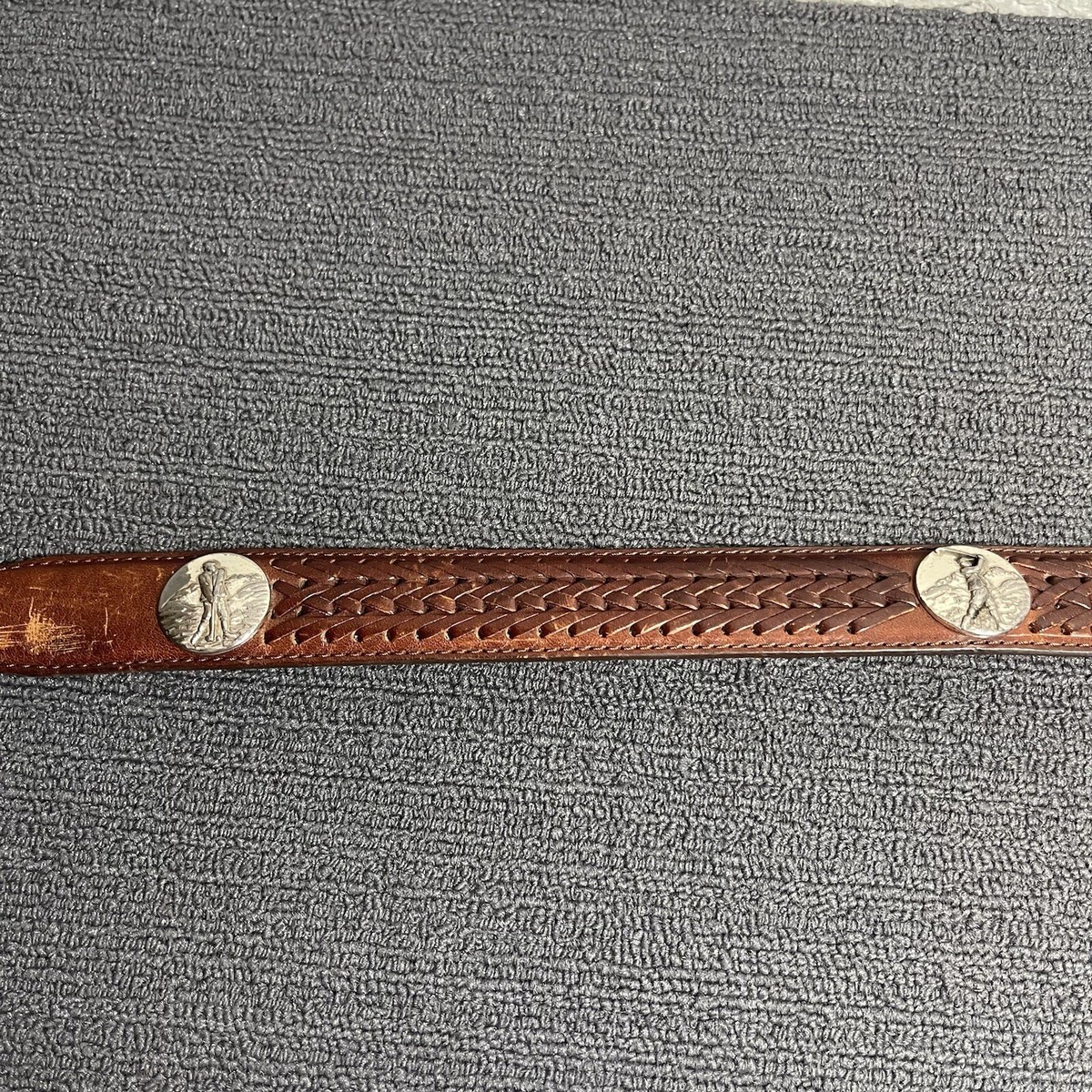 ONYX By BRIGHTON Brown Leather Logan Golf Laced Taper Belt 