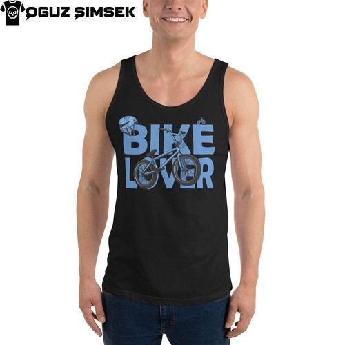 Bike Lover Unisex Tank Top | Cartoon BMX Bicycle Helmet Graphic Tee - Picture 1 of 21