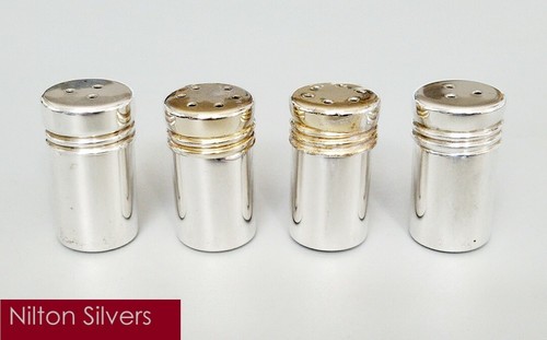 Set 4 vintage miniature silver salt 