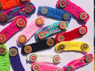 Gesichtsmaske Ohrenschoner. *Längenverstellbar* Maskenverlängerung. Handgestrickt. Waschbar.