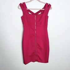 Calvin Klein Dress Women 6 Bodycon Zip Front Strappy Mini Cocktail B26