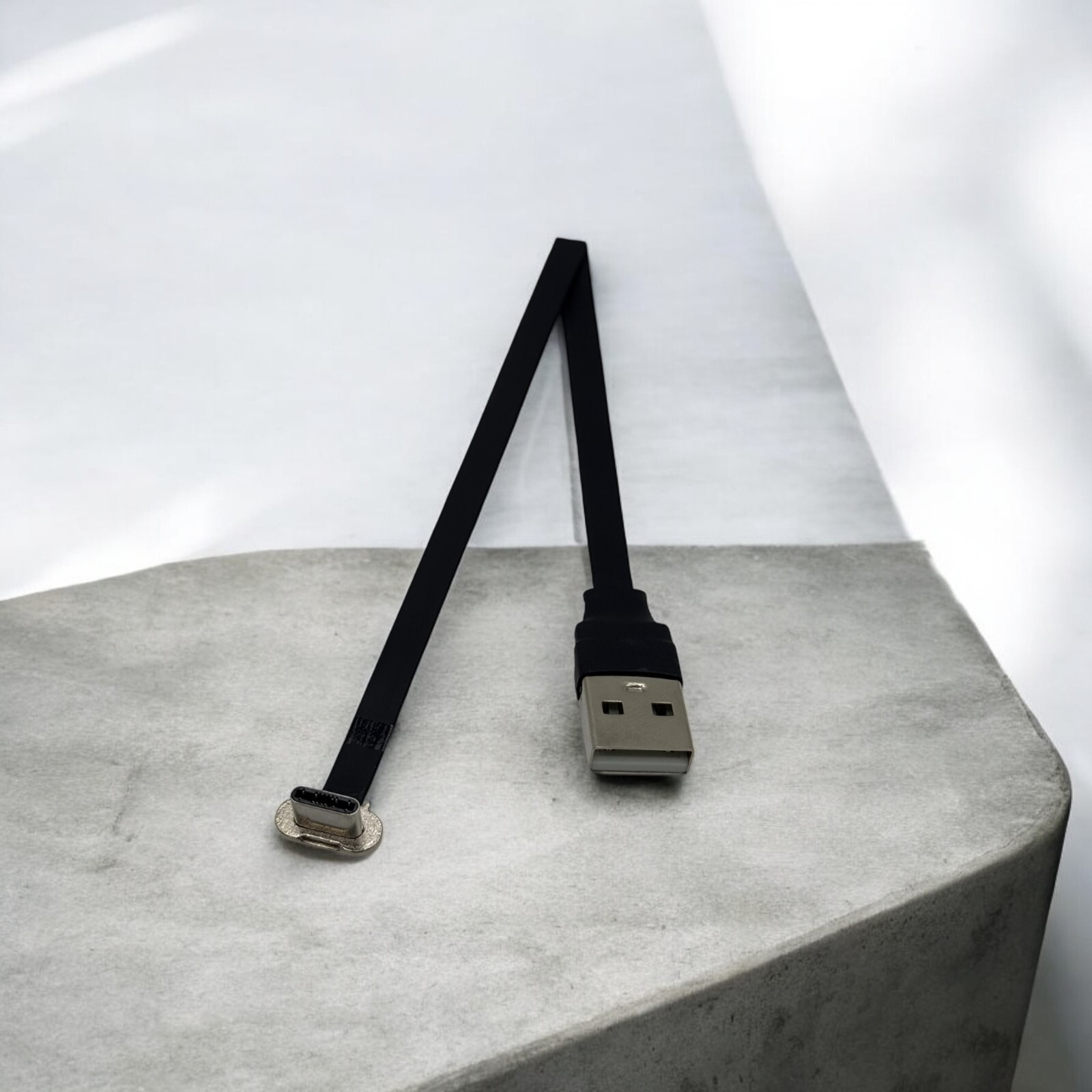 Slim Power Cable, Male USB to 90 Degree Male USB-C, USBC to USB Cable Wall Mount-image