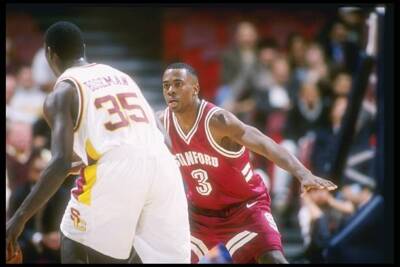 Guard Kris Weems Stanford Cardinal plays defense on USC Trojans gu- Old Photo