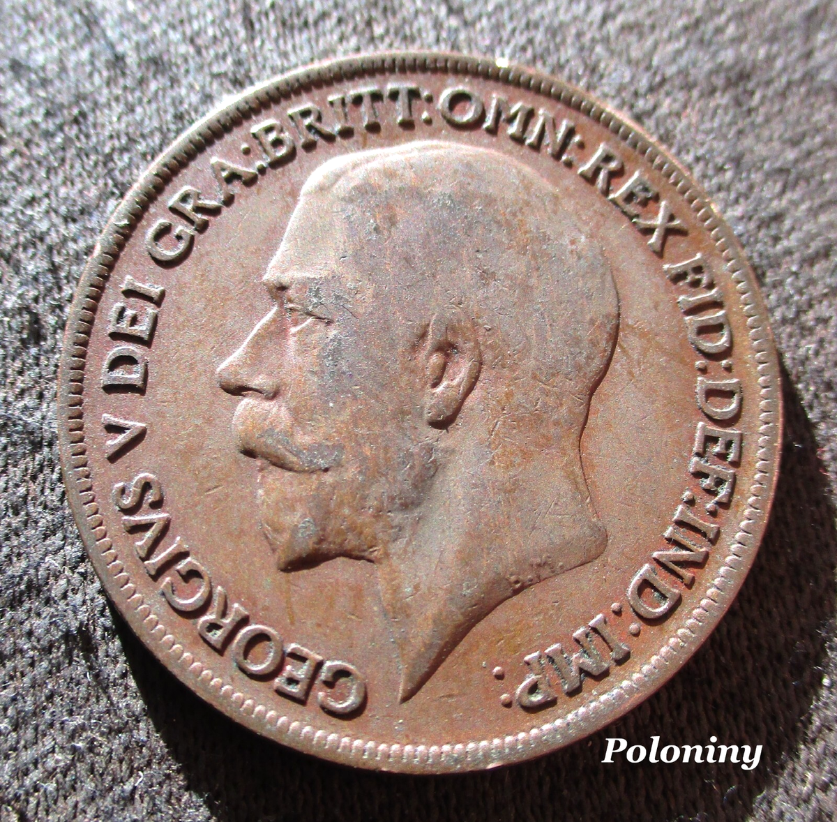 OLD 1 PENNY 1920 COIN UNITED KINGDOM KING GEORGE V ~ SEATED