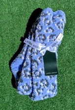 Laura Ashley Womens Warm Fuzzy Grip Purple Leopard Spot Non Slip Slipper Socks