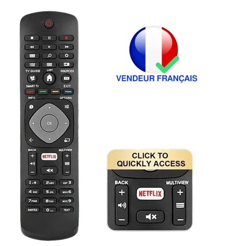 Télécommande Philips HOF16H303GPD / 398GR08B sans fil pour Télévision 433 MHz - Photo 2/4