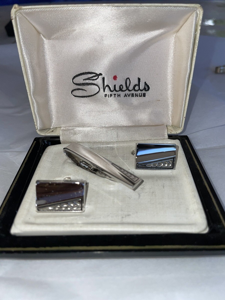 Vintage Shields Fifth Avenue Cufflinks Original Box Silver