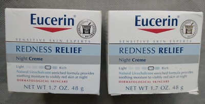 2 Eucerin Redness Relief Dermatological Skincare Night Creme Night Cream 1.7oz