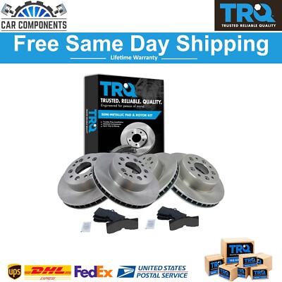 TRQ Front & Rear Semi Metallic Disc Brake Pad & Rotor Kit For 1965-1982 Chevy