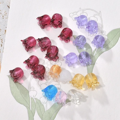 20 Multicolor Vintage Trumpet Bell Flower Beads Lampwork Glass 10x9mm DIY Crafts - Picture 1 of 22