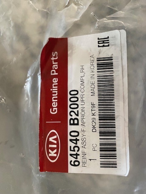 OEM NEW Passenger Side Fender Apron Reinforcement 14-19 Kia Soul 64540 ...