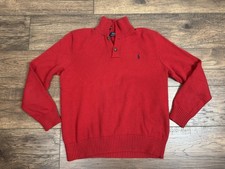 Polo Ralph Lauren 3-Button Sweater Men  s L Red 100 Cotton Mock Neck Classic