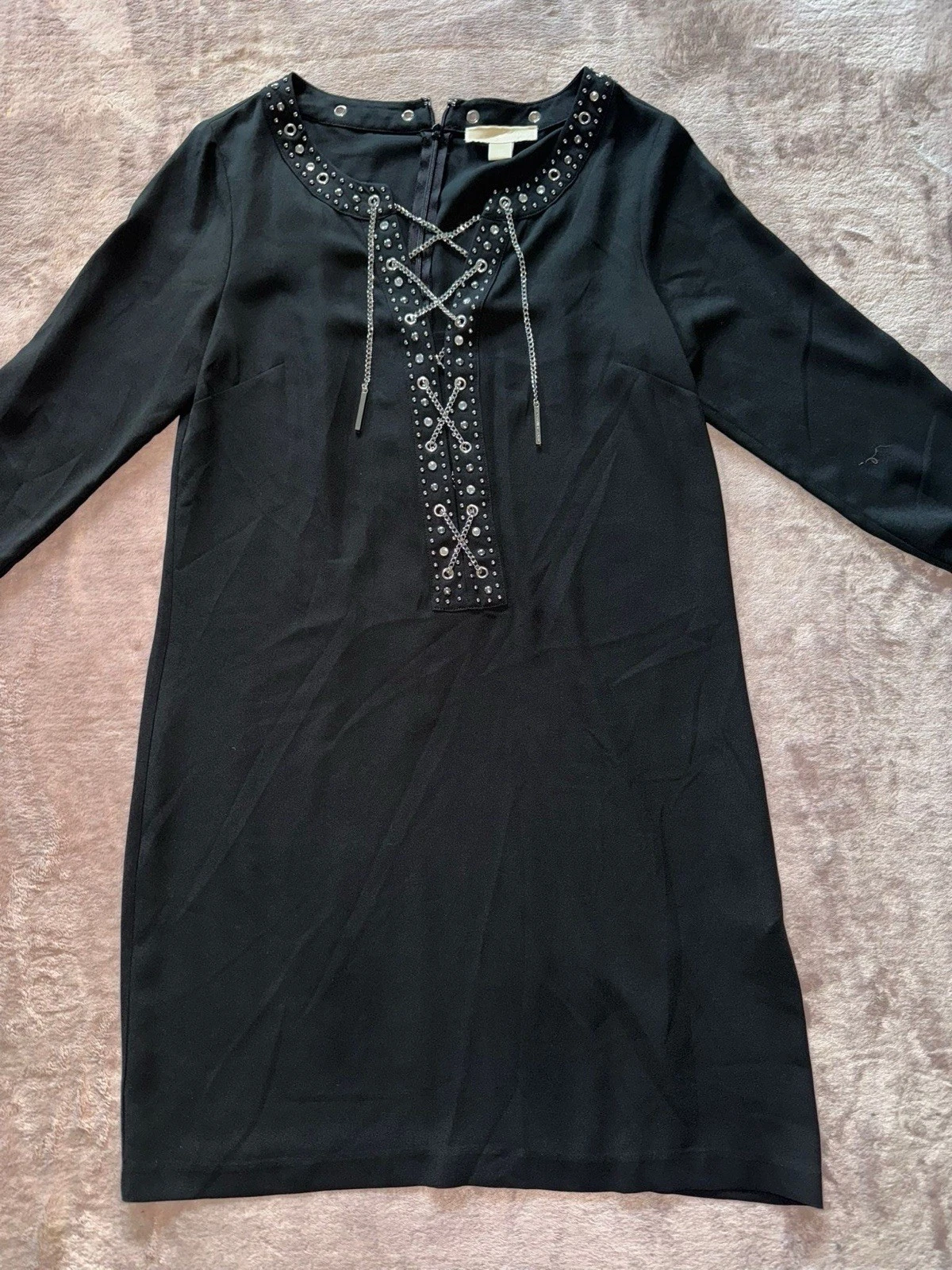 Maglione donna Michael Kors abito nero con catena taglia M