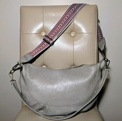 Unbranded Grey Slouchy Sling Half Moon Bag Vegan Leather Guitar Strap Nice!