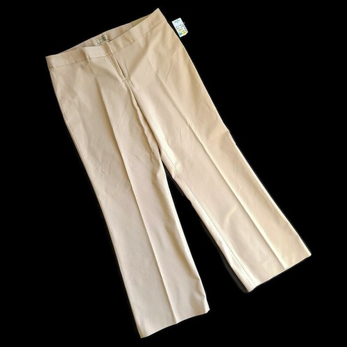 NWT Women's Beige Office Pants 16 Boutique Essentials Trousers Straight Leg - Picture 1 of 12