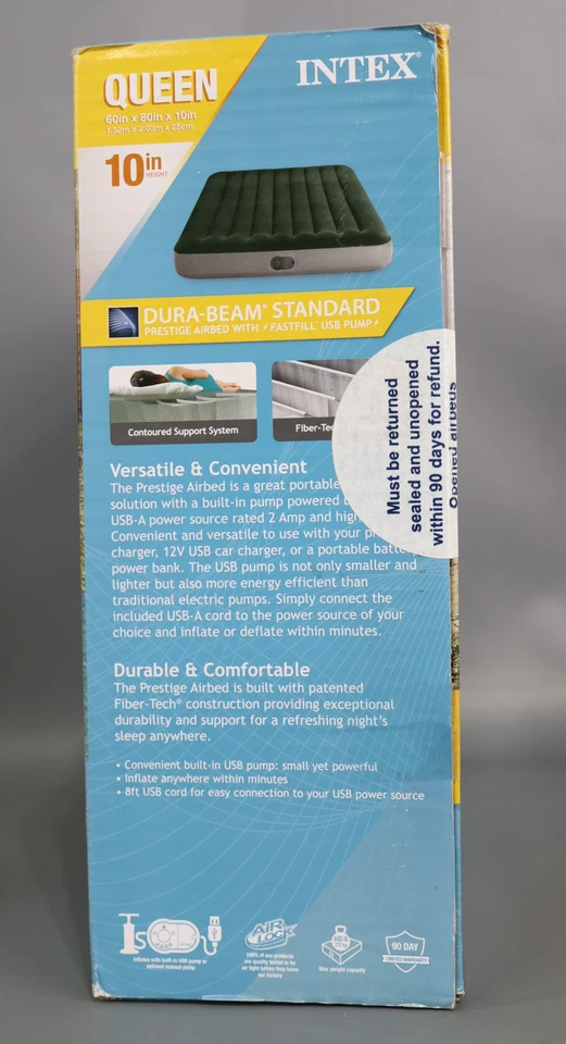 Надувной матрас Intex 10 дюймов Queen Durabeam Prestige с насосом с питанием от USB - Изображение 3 из 4