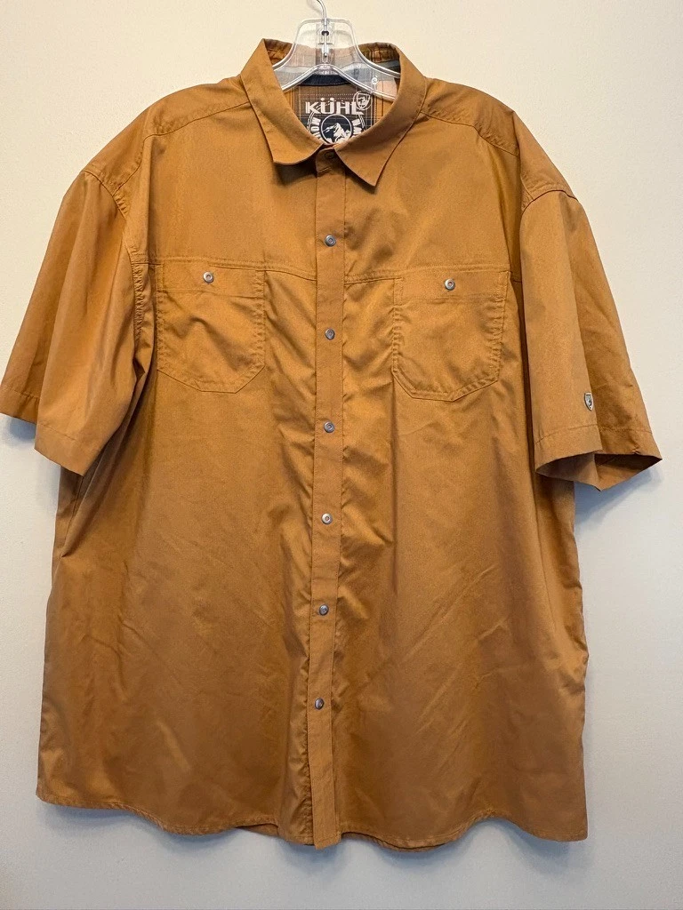 Kuhl Stealth Shirt Snap Buttons Burnt Orange Mens 2XL Hiking Mountain 7453