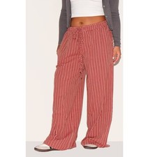 Pretty Little Things Burnt Orange Pinstripe Low Waisted Wide Leg Trouser Size 16