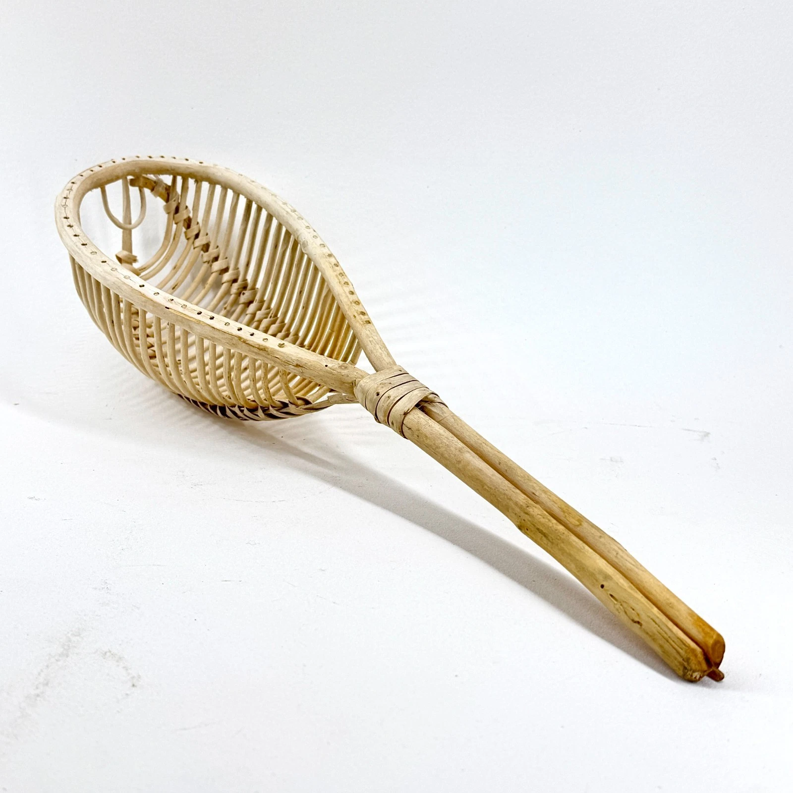 Large Vintage Wicker Gnocchi Strainer Scoop Basket Italian Cooking Traditional