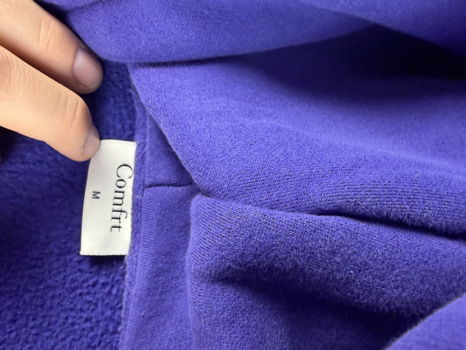 Comfrt Hoodie Mens Medium Blue Fleece Pullover Oversized Unisex Sweatshirt