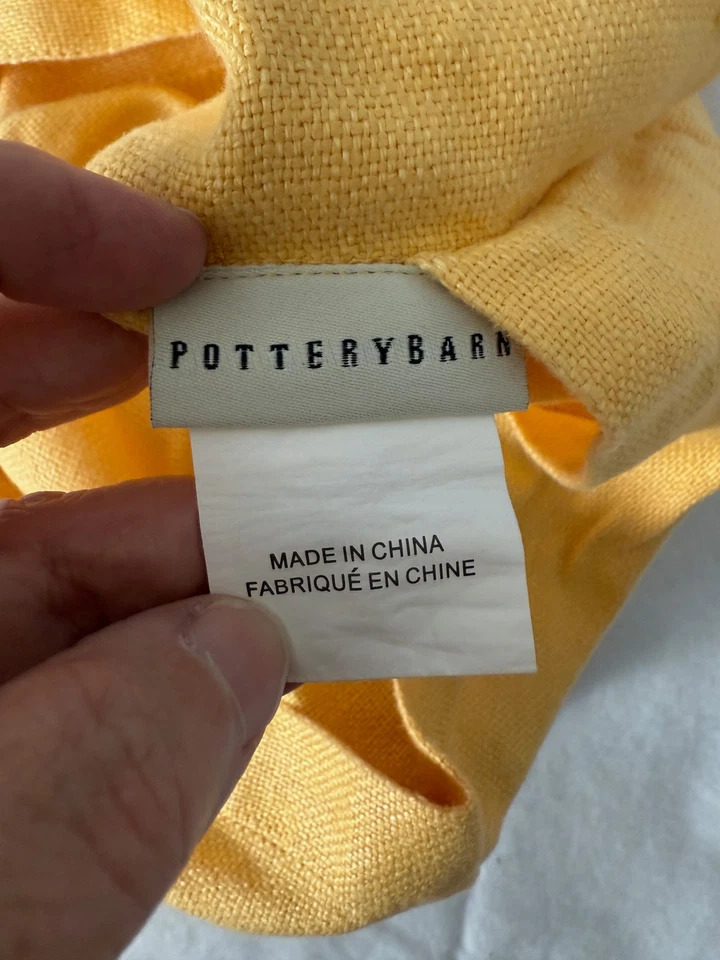 POTTERY BARN yellow linen button pillow cover 18" - Image 2 of 3