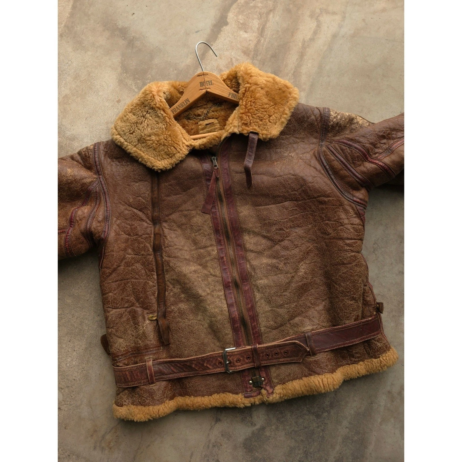 Vintage 1930s Brown Irvin Flight Jacket 40 WW2 RAF Shearling Sheepskin image 5