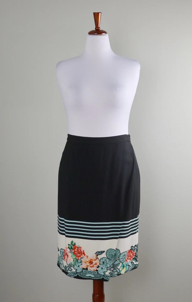 Falda lápiz envolvente sintética dobladillo borde floral rayas ETRO Italia $890 talla 48 Foto 2 de 4