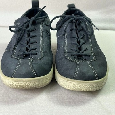 ECCO Shoes Womens 8 Leather Upper Grey Blue Lace Up Lightweight Sports