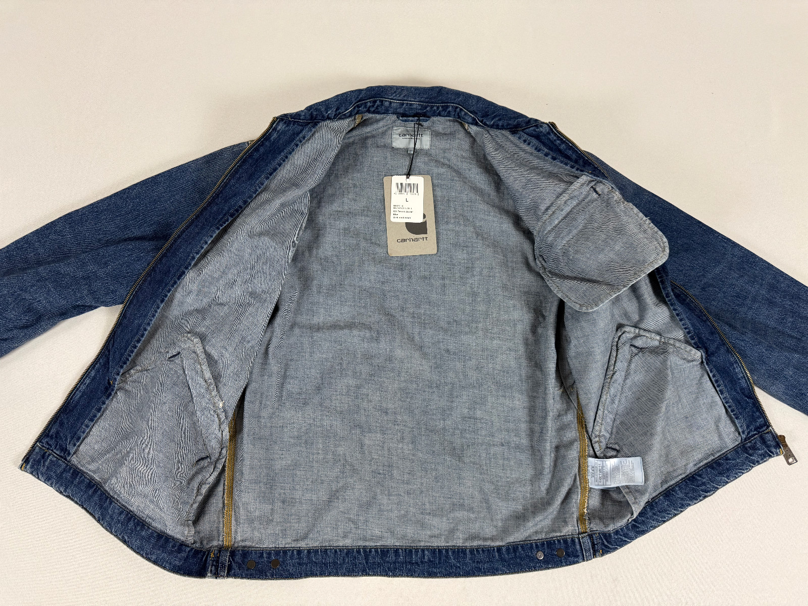 CARHARTT WIP OG DETROIT JACKET BLUE DARK USED WASH L NWT thumbnail 12