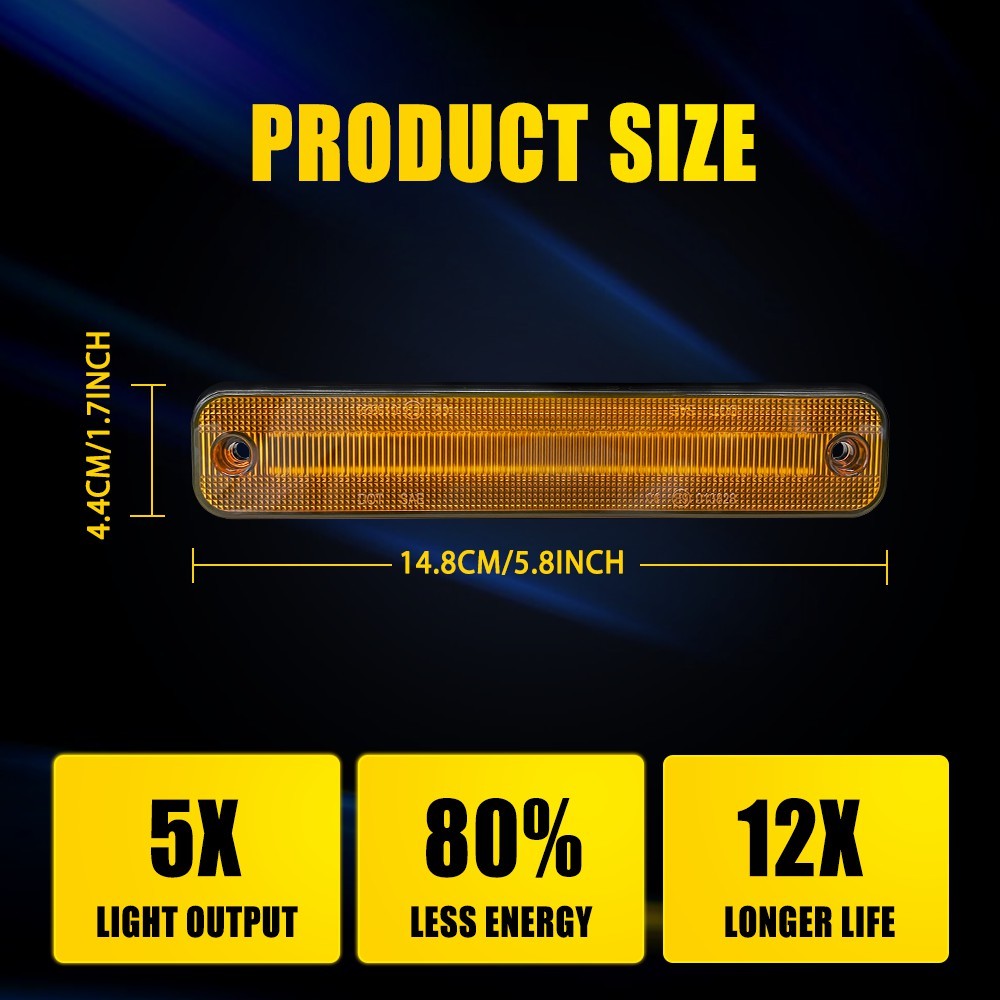 For 2003-09 Hummer H2 Cab Front Amber Side LED Marker Fender Turn Signal Lights