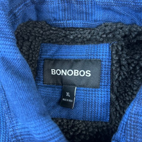 Bonobos Jacket Mens XL Blue Plaid Fleece Lined Button Up Thick Shirt Heavyweight - Picture 2 of 10