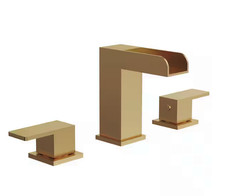 Everstein Waterfall beccuccio aperto diffuso rubinetto a 2 maniglie in oro (SFS-1117-GD)